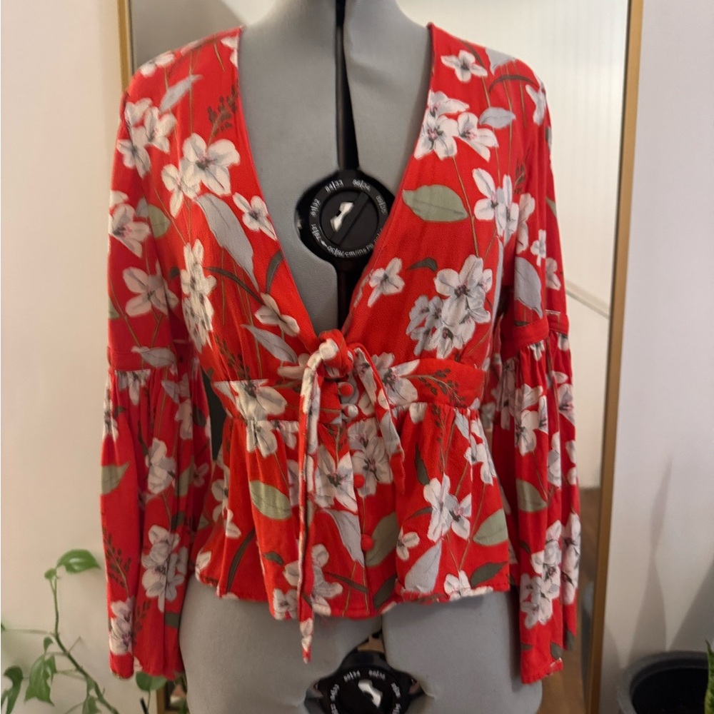 Floral Red Women's Top